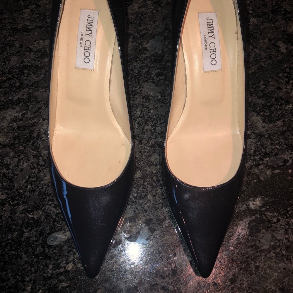 Jimmy Choo Navy Patent Heels - Picture 2 of 16